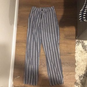 Blue and White Striped Pants